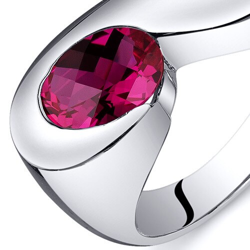 Ruby Ring Sterling Silver Oval Shape 1.75 Carats