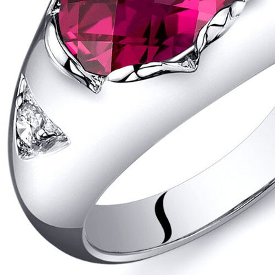 Ruby Ring Sterling Silver Oval Shape 2.5 Carats