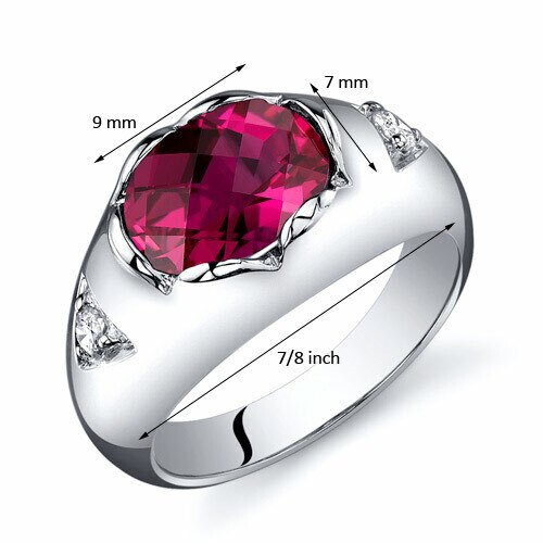Ruby Ring Sterling Silver Oval Shape 2.5 Carats