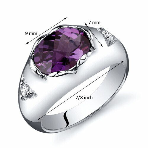 Alexandrite Ring Sterling Silver Oval Shape 2.5 Carats