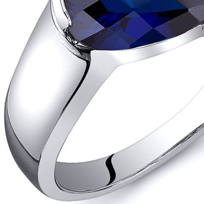 Blue Sapphire Ring Sterling Silver Pear Shape 1.75 Carats