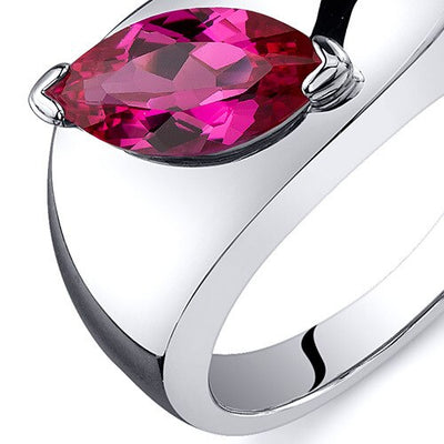 Ruby Ring Sterling Silver Marquise Shape 1.25 Carats