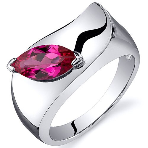 Ruby Ring Sterling Silver Marquise Shape 1.25 Carats