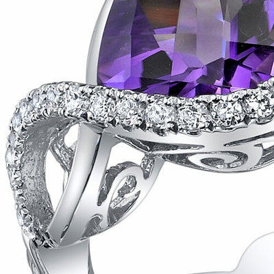 Amethyst Ring Sterling Silver Heart Shape 3 Carats