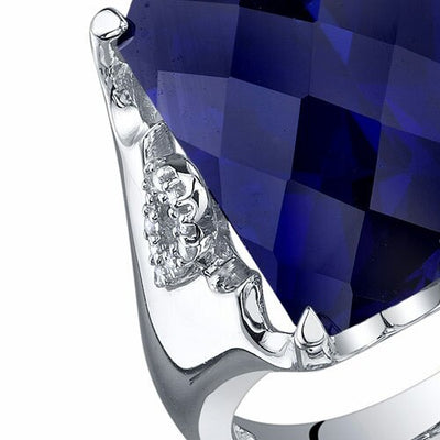 Blue Sapphire Ring Sterling Silver Radiant Shape 16 Carats