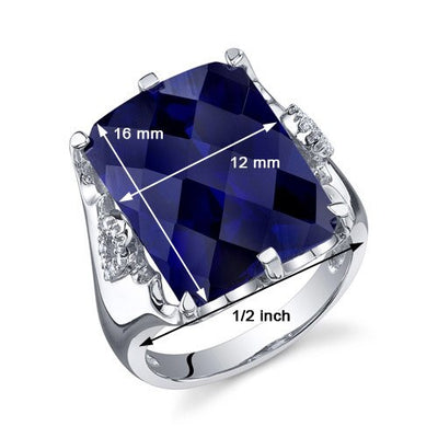 Blue Sapphire Ring Sterling Silver Radiant Shape 16 Carats