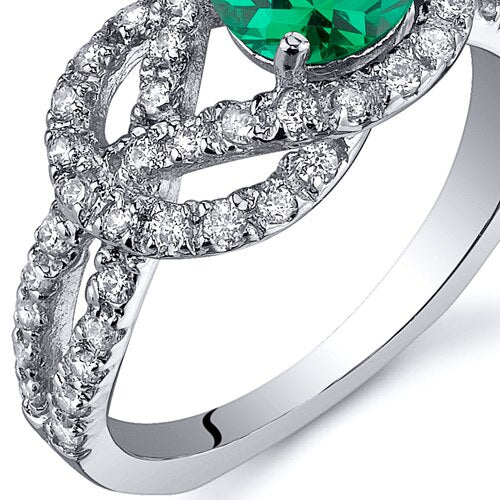 Emerald Ring Sterling Silver Round Shape 0.75 Carats