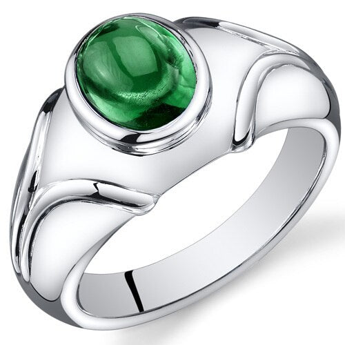 Mens 2.5 cts Emerald Sterling Silver Mens Ring Sizes 8 To 13