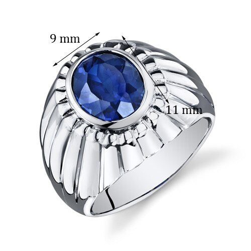 Mens 5.5 cts Blue Sapphire Sterling Silver Mens Ring Sizes 8 To 13