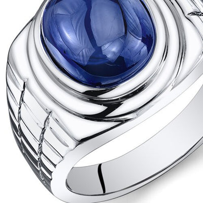 Mens 8 cts Blue Sapphire Sterling Silver Mens Ring Sizes 8 To 13