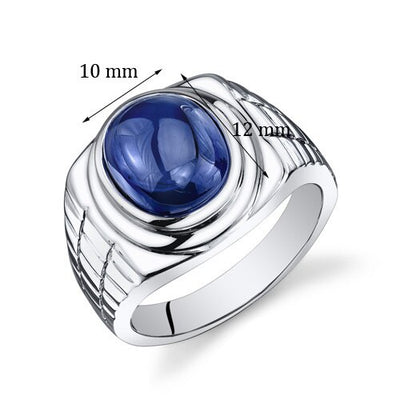 Mens 8 cts Blue Sapphire Sterling Silver Mens Ring Sizes 8 To 13