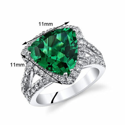 Emerald Ring Sterling Silver Triangle Shape 5 Carats