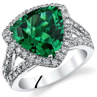 Emerald Ring Sterling Silver Triangle Shape 5 Carats