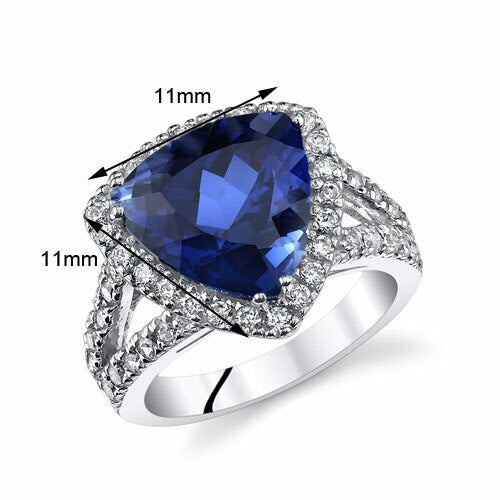 Blue Sapphire Ring Sterling Silver Triangle Shape 6 Carats
