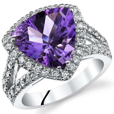 Amethyst Ring Sterling Silver Triangle Shape 3.75 Carats