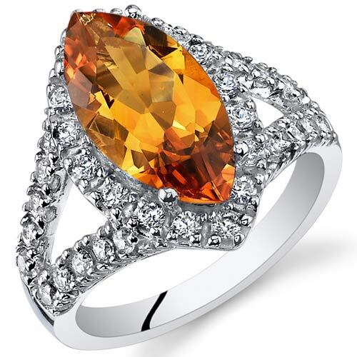 Citrine Ring Sterling Silver Marquise Shape 2 Carats