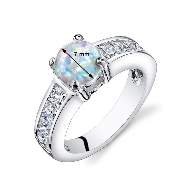White Opal Ring Sterling Silver Round Shape 1.25 Carats