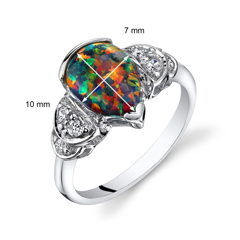 Black Opal Bellezza Ring Sterling Silver 1.00 Carat Sizes 5 to 9