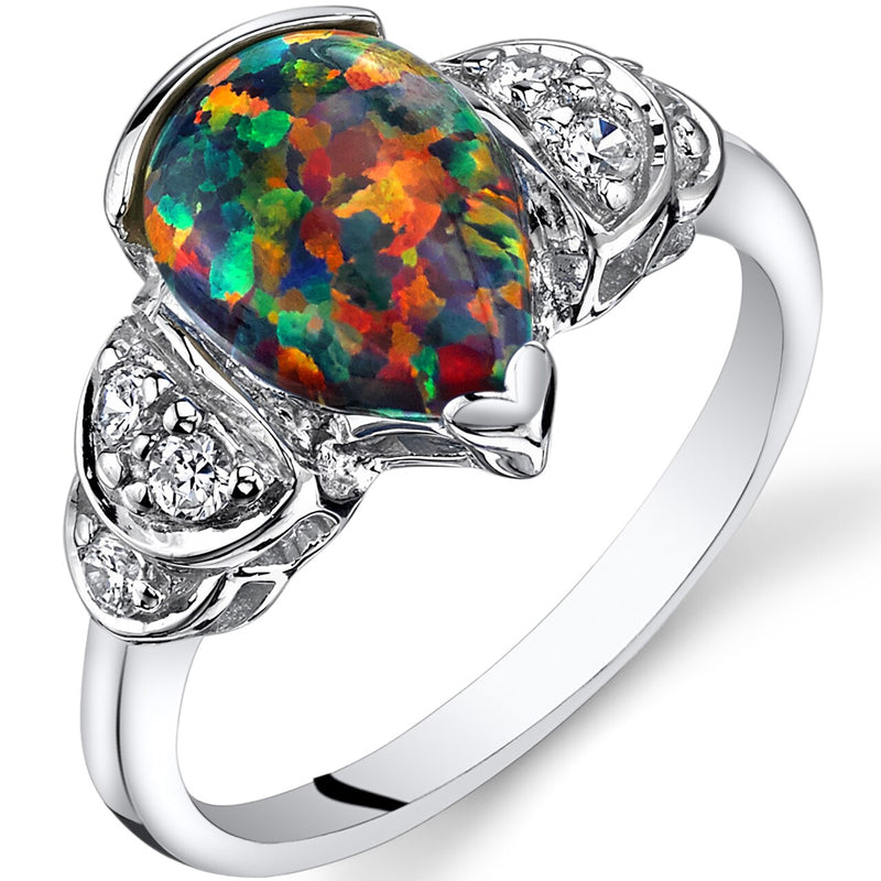 Black Opal Bellezza Ring Sterling Silver 1.00 Carat Sizes 5 to 9