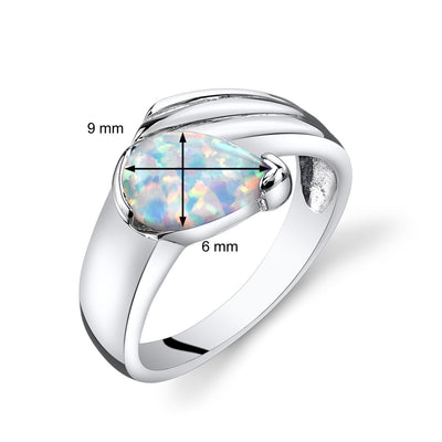 Opal Eventides Ring Sterling Silver Tear Drop Sizes 5 to 9