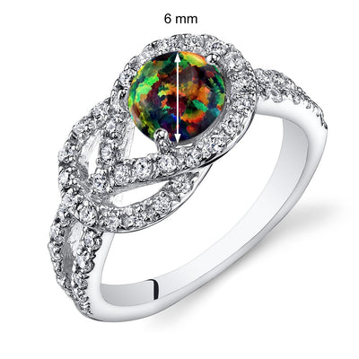 Black Opal Love Knot Ring Sterling Silver Sizes 5 to 9