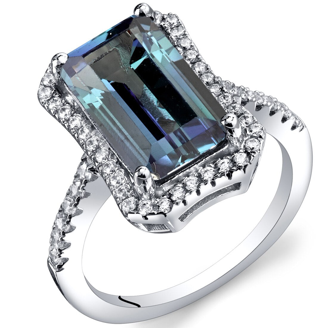 Alexandrite Ring Sterling Silver Emerald Cut | SR11424 | Peora