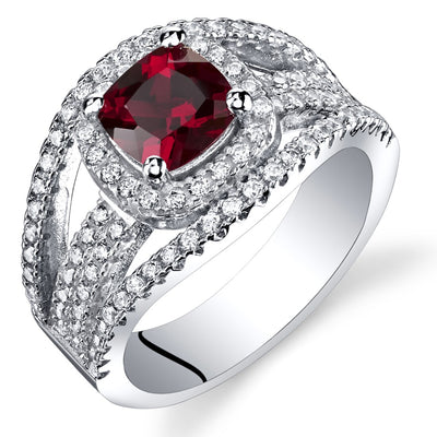 Garnet Cushion Cut Pave Ring Sterling Silver 1.00 Carats Sizes 5 to 9