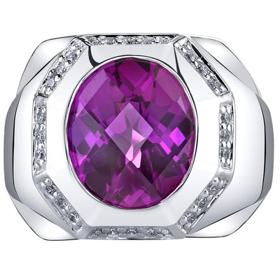 Men's 5.50 Carats Purple Sapphire Ring  Oval Shape Sterling Silver