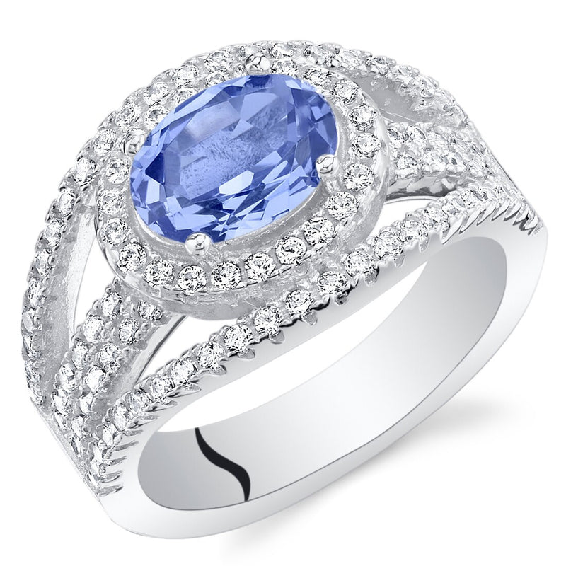 Simulated Tanzanite Sterling Silver Serenity Ring 1.50 Carats Sizes 5 to 9