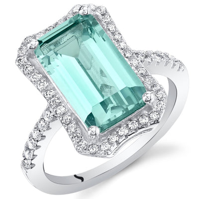 Simulated Paraiba Tourmaline Sterling Silver Octagon Ring 4 Carats Sizes 5 to 9