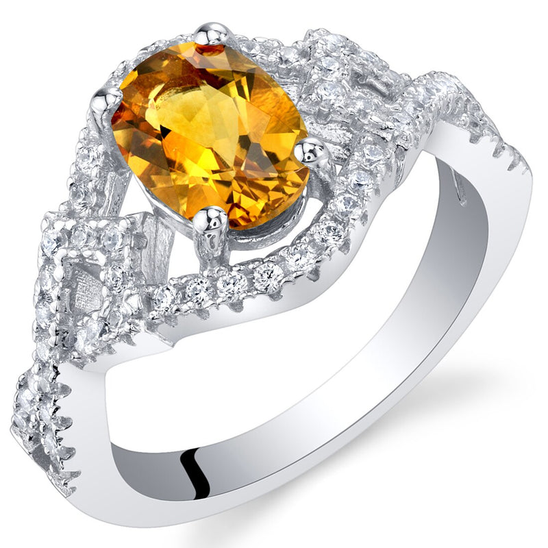 Citrine Sterling Silver Lace Ring 1 Carat Sizes 5 to 9