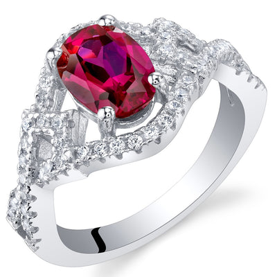 Created Ruby Sterling Silver Lace Ring 1.75 Carats Sizes 5 to 9