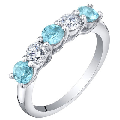 Swiss Blue Topaz 5-Stone Trellis Ring Band Sterling Silver