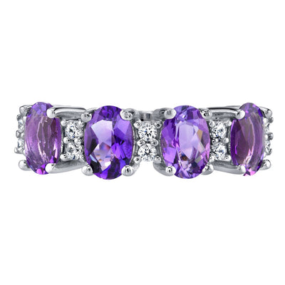 Sterling Silver Oval Cut Amethyst Anniversary Ring Band 1 5 Carats Sizes 5 To 9 Sr11948 alternate view and angle