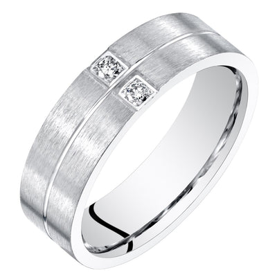 Men's Diamond Wedding Ring Band Sterling Silver Comfort Fit