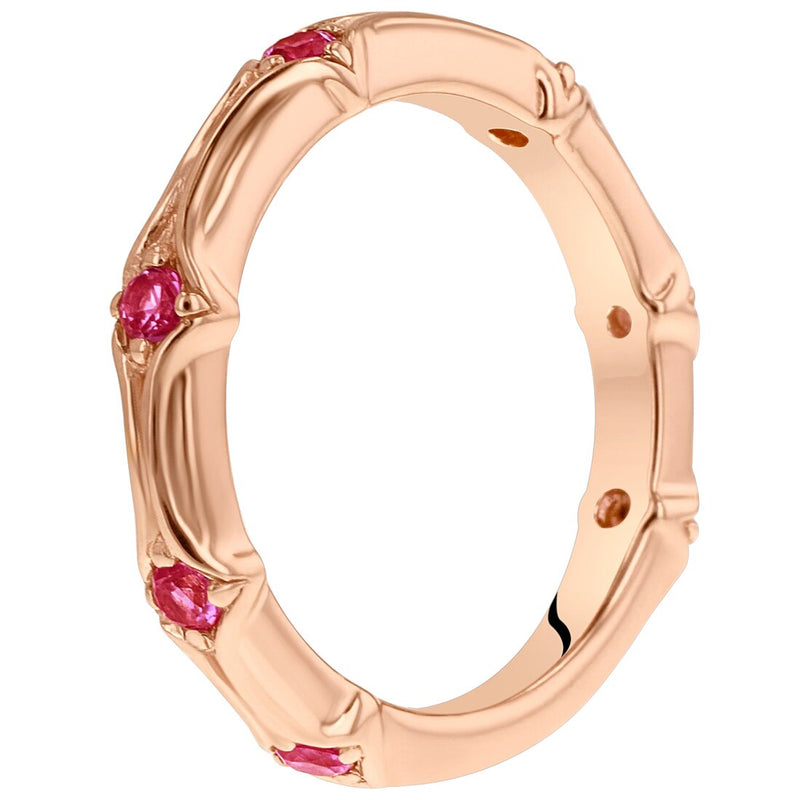 Created Pink Sapphire Contoured Stackable Ring In Rose Tone Sterling Silver Sr11984 additional view, angle, and on model