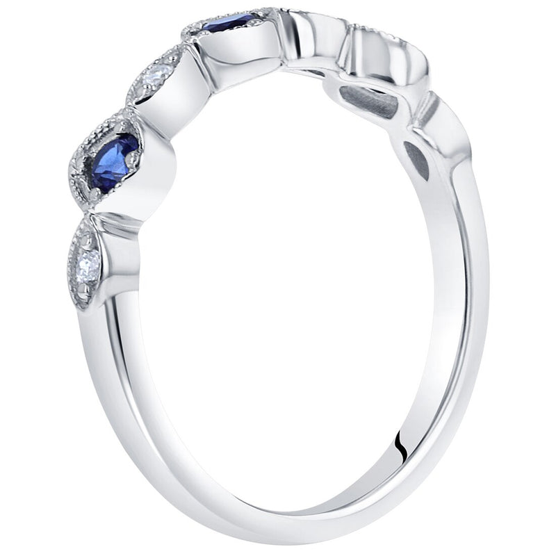 Created Blue Sapphire Marquise And Round Stackable Ring Band In Sterling Silver Sr11990 additional view, angle, and on model