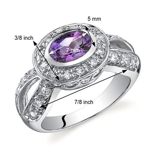 Amethyst Ring Sterling Silver Oval Shape 0.75 Carats