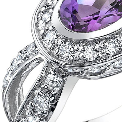 Amethyst Ring Sterling Silver Oval Shape 0.75 Carats