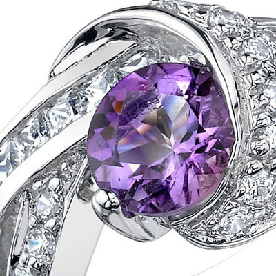 Amethyst Ring Sterling Silver Round Shape 1.25 Carats