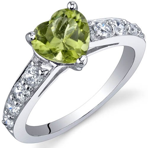 Peridot retailer ring heart cut August birthstone sterling silver ring for women