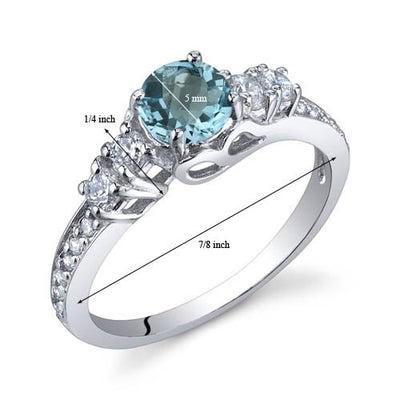 Swiss Blue Topaz Ring Sterling Silver Round Shape 0.5 Carats