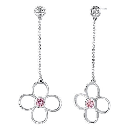 Cubic Zirconia Pendant Earrings Set Sterling Silver Round 3 cts SS2178