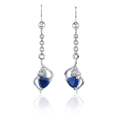 Blue Sapphire Pendant Earrings Set Sterling Silver Trillion