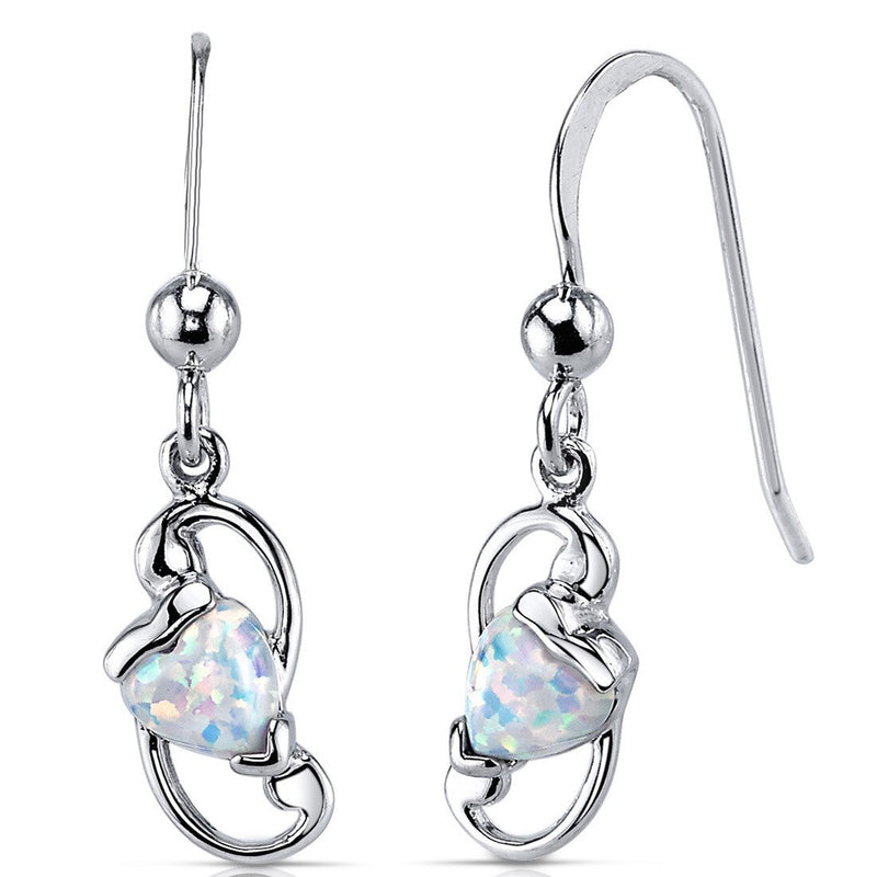 Opal Pendant Earrings Set Sterling Silver heart Shape 1.75 cts