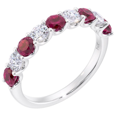 Peora Ruby and Diamond half eternity ring band 14k Gold