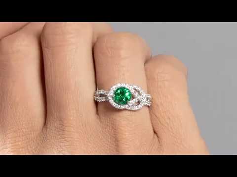 Video of Emerald Ring Sterling Silver Round Shape 0.75 Carats SR10816. Includes a Peora gift box. Free shipping, 30-day returns, authenticity guaranteed. 