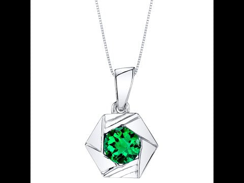 Video of Simulated Emerald Sterling Silver Cirque Pendant Necklace SP11472. Includes a Peora gift box. Free shipping, 30-day returns, authenticity guaranteed. 