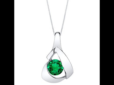 Video of Simulated Emerald Sterling Silver Chiseled Pendant Necklace SP11592. Includes a Peora gift box. Free shipping, 30-day returns, authenticity guaranteed. 