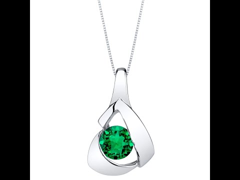 Video of Simulated Emerald Sterling Silver Chiseled Pendant Necklace SP11592. Includes a Peora gift box. Free shipping, 30-day returns, authenticity guaranteed. 